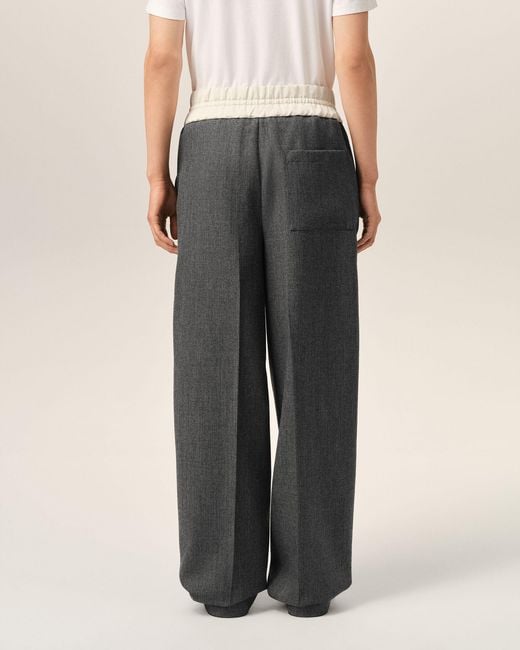 AMI Multicolor Elasticated-Waist Wool And Satin Trousers for men