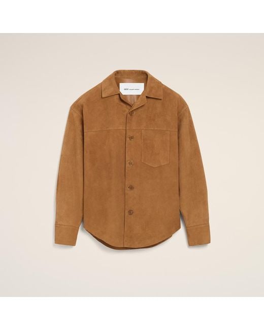 AMI Natural Goat Leather Buttoned Overshirt