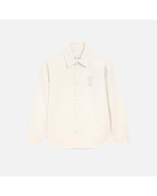 AMI Natural Cotton Knitted Ami De Coeur Overshirt