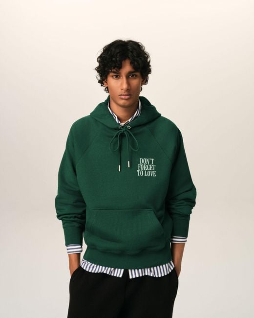 AMI Green Cotton "Don'T Forget To Love" Hoodie