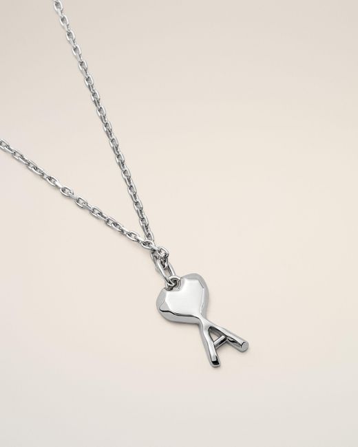 AMI Natural Brass Necklace With Hammered Ami De Coeur