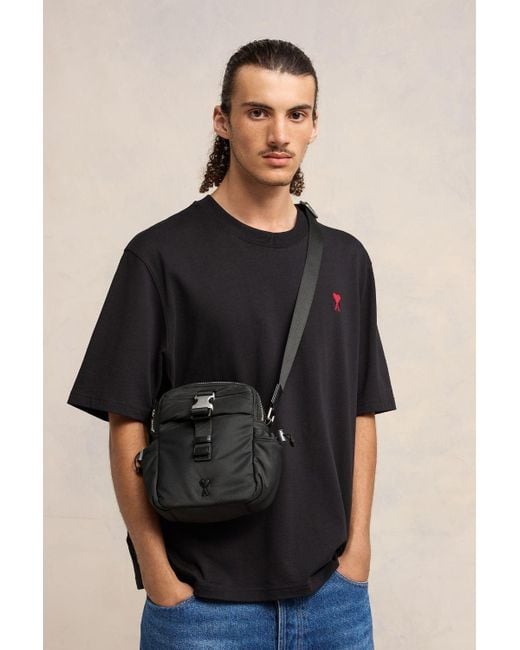 AMI Black Ami De Coeur Crossbody Pocket Bag for men