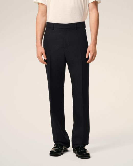 AMI Black Wool Straight Trousers for men