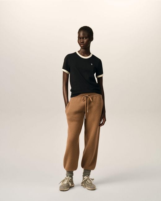 AMI Black Contrasted Cotton T-Shirt With Ami De Coeur