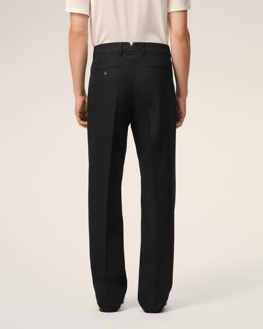 AMI Black Wool Straight Trousers for men