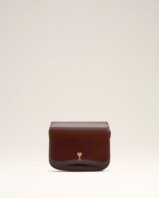 AMI Brown Burgundy Glazed Leather Paris Paris Bag