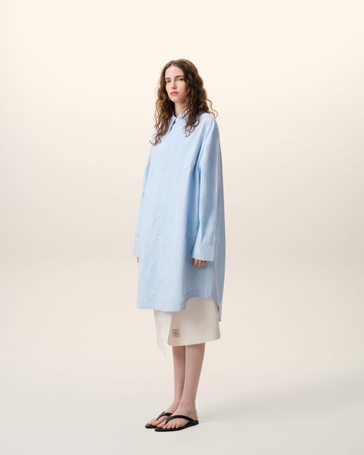 AMI Blue Cotton Ami De Coeur Wide Shirt Dress