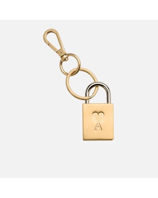 AMI Natural Metal Padlock Keyring With Ami De Coeur