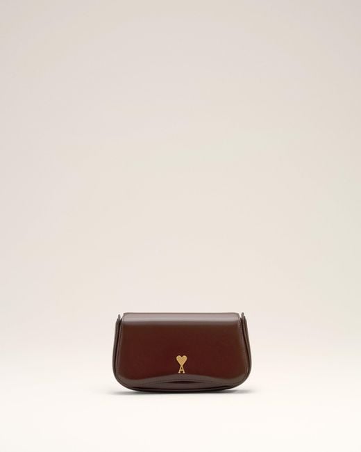 AMI Brown Burgundy Glazed Leather Small Crossbody Paris Paris Bag