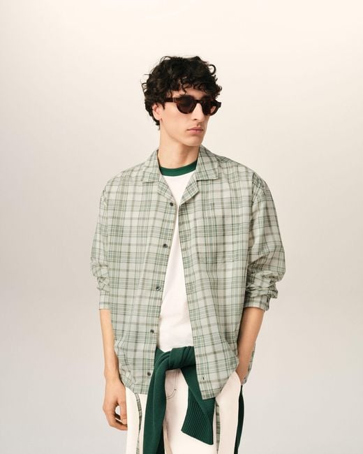 AMI Natural Boxy Cotton Checkered Shirt for men