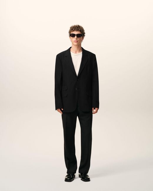 AMI Black New Wool Straight Single Breasted Jacket for men