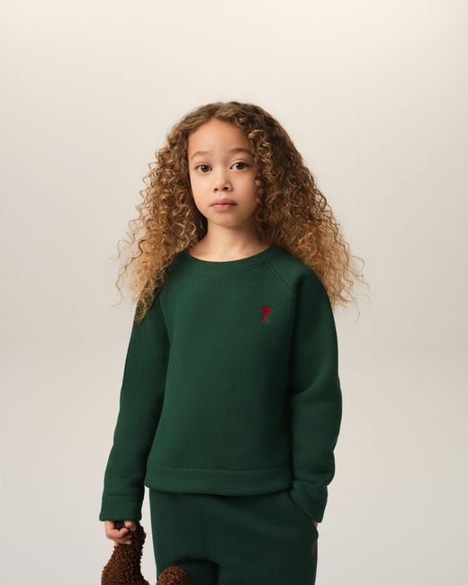 AMI Green Cotton Sweatshirt With Ami De Coeur