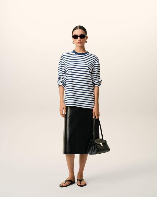 AMI Blue Cotton Long Sleeves Mariniere Ami De Coeur T-Shirt