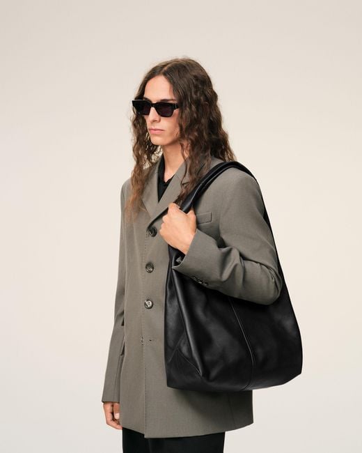 AMI Black Soft Leather Etienne Hobo Bag
