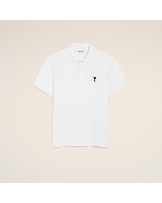 AMI Natural Cotton Polo With Ami De Coeur