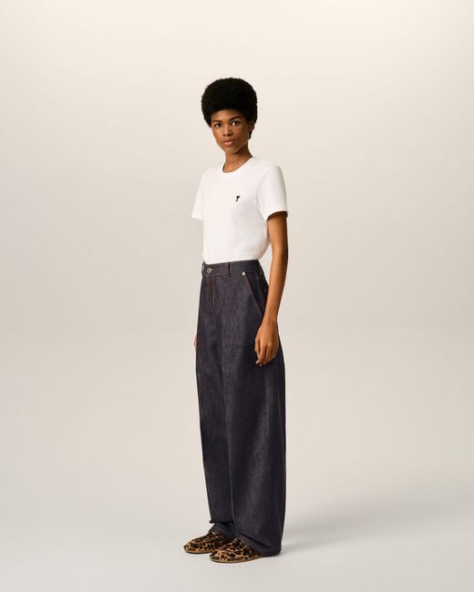 AMI Blue Balloon-Fit Cotton Jeans