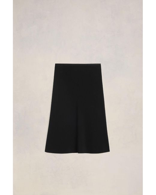 AMI Black Midi Skirt With Elasticated Waist