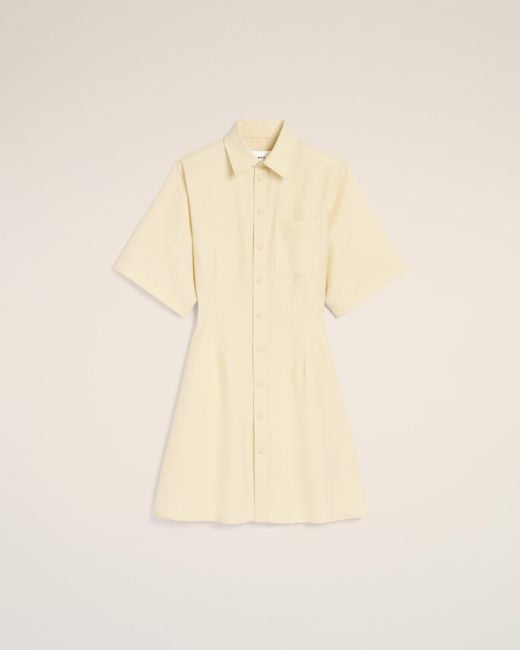 AMI Natural Wool Short Sleeve Shirt Dress
