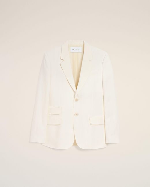 AMI Natural Blended Linen Single Breasted Straight Jacket for men