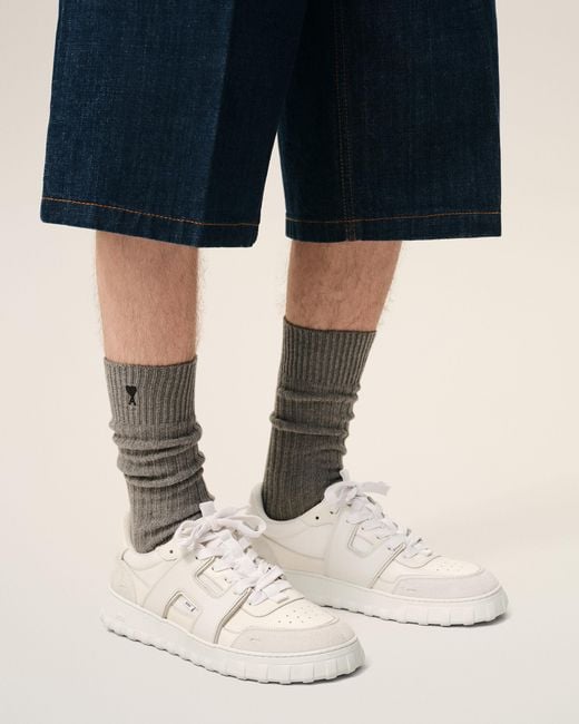 AMI Natural Cowhide Leather A Walk Sneakers