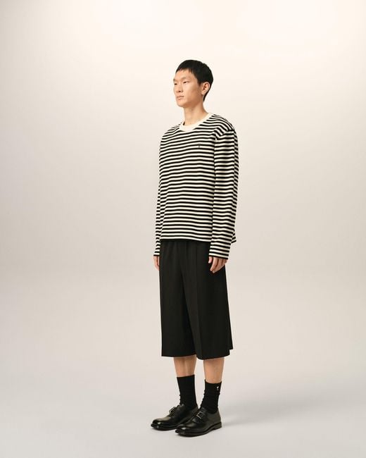 AMI Natural And Mariniere Cotton T-Shirt With Ami De Coeur