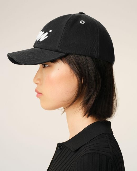 AMI Black Cotton Ami Felt Patch Cap