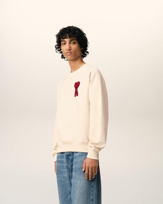 Ami Paris Cotton Ami De Coeur Patch Sweatshirt in Natural | Lyst