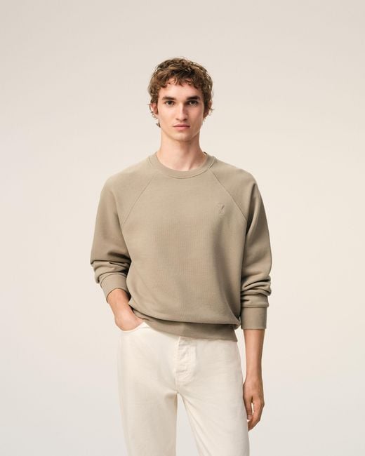 AMI Natural Cotton Embossed Ami De Coeur Sweatshirt