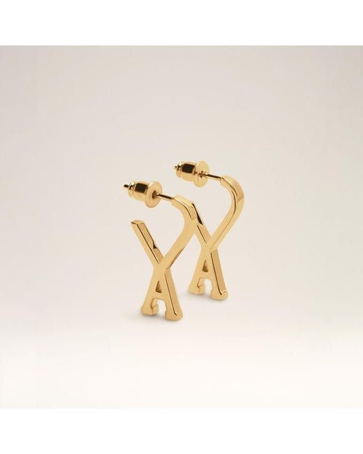 AMI Natural Brass Small Hoops With Ami De Coeur