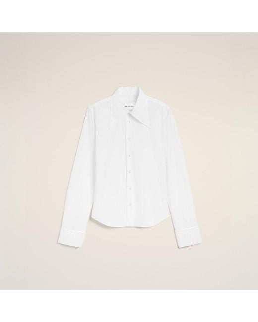AMI Natural Blended Silk Sharp Collar Adjusted Shirt