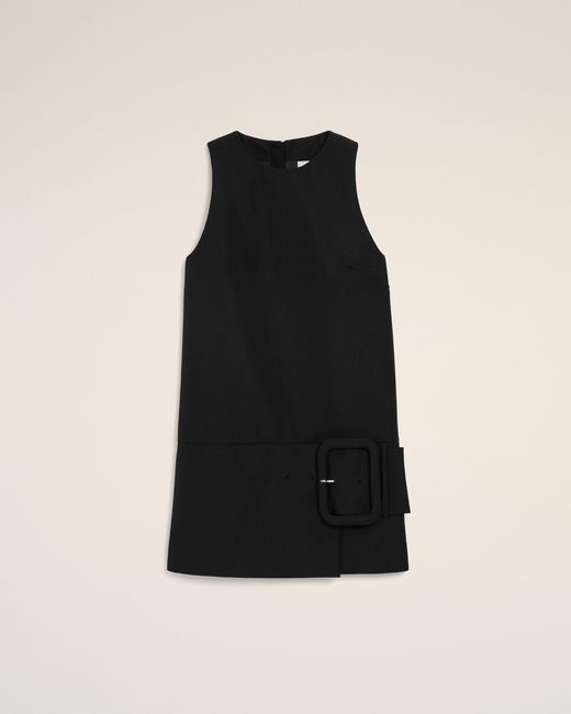 AMI Black New Wool Belted Mini Dress