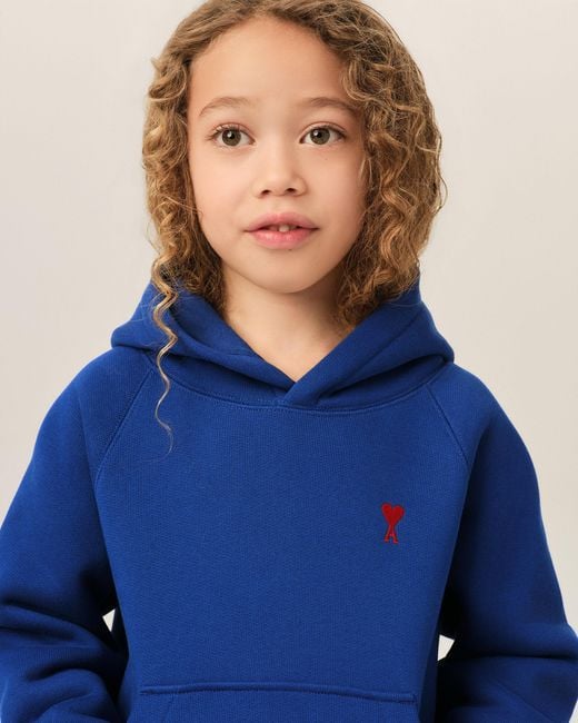 AMI Blue Cotton Hoodie With Ami De Coeur