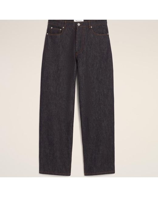AMI Blue Baggy-Fit Cotton Jeans for men