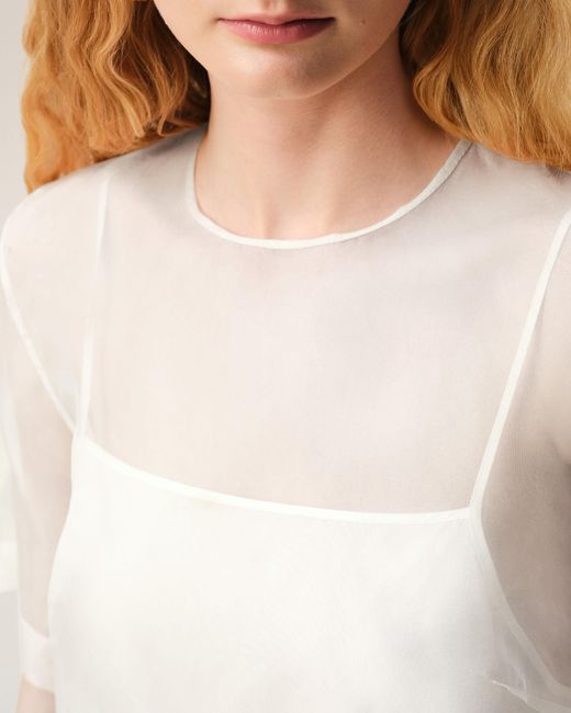 AMI Natural Silk Mini Trapeze Dress