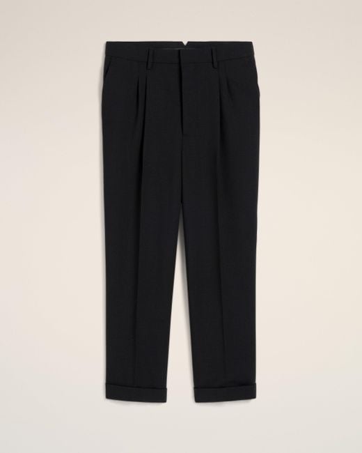AMI Black Wool Carrot Fit Trousers for men