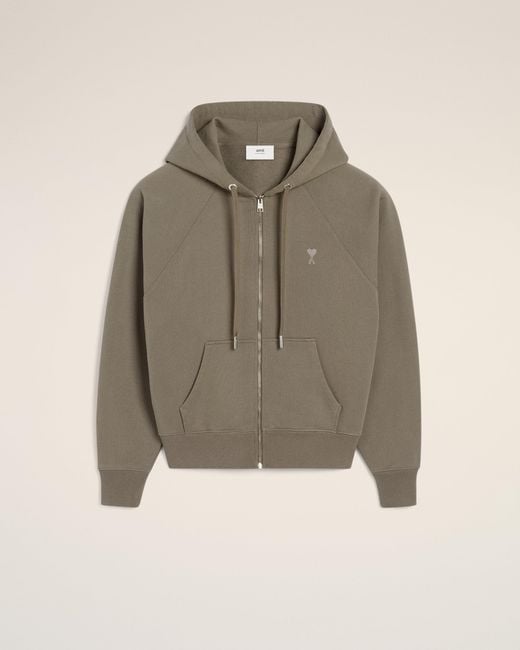 AMI Natural Taupe Cotton Tonal Ami De Coeur Hoodie for men
