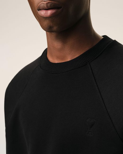 AMI Black Cotton Embossed Ami De Coeur Sweatshirt