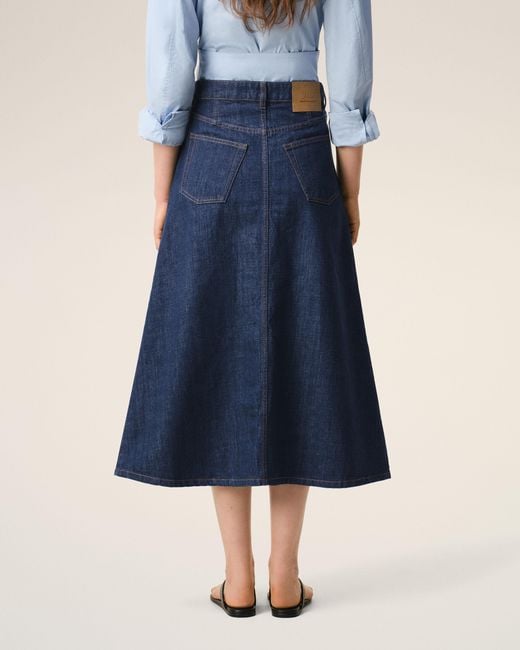 AMI Blue Cotton Long Skirt