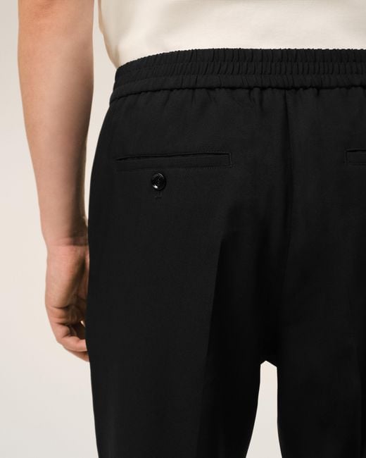 AMI Black Wool Elasticated Waist Trousers for men