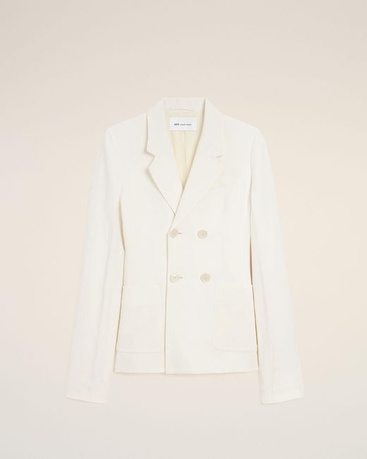 AMI Natural Linen Double Breasted Bar Jacket