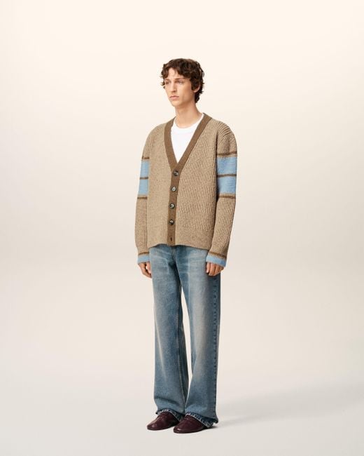 AMI Natural Wool College Cardigan for men