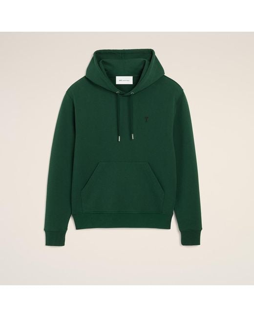 AMI Green Cotton Hoodie With Ami De Coeur for men