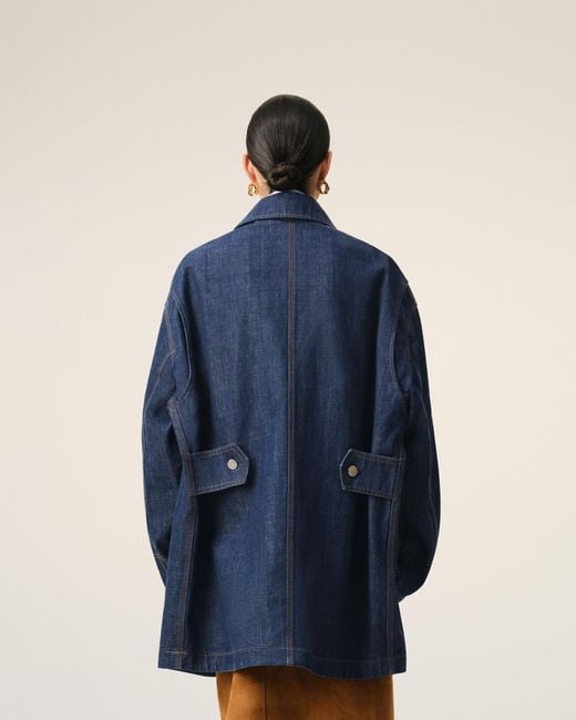 AMI Blue Cotton Heritage Label Worker Jacket