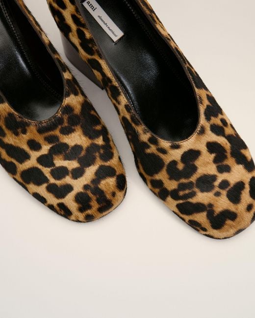 AMI Natural Leopard Printed Cowhide Leather Pumps
