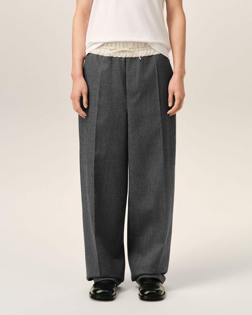 AMI Multicolor Elasticated-Waist Wool And Satin Trousers for men