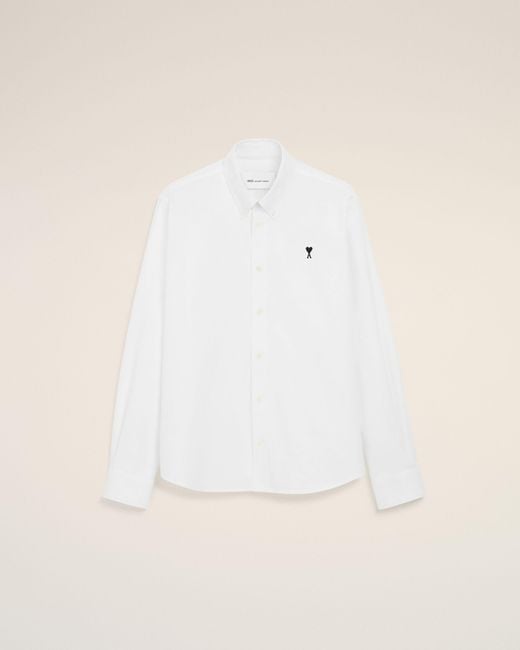 AMI Natural Cotton Shirt With Ami De Coeur for men