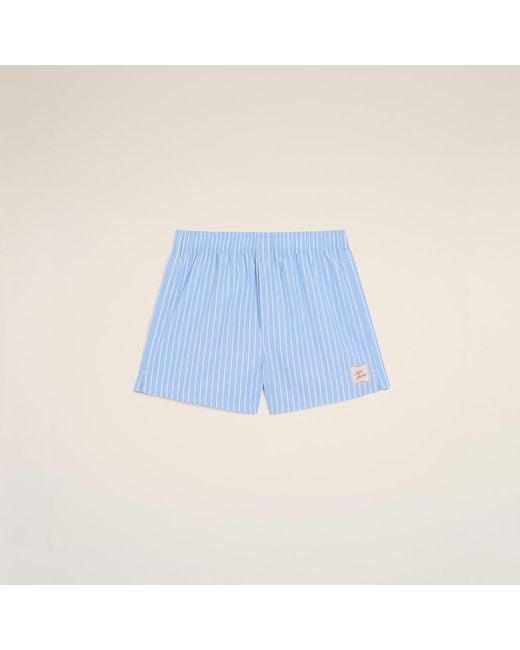 AMI Blue Cotton Stripes Short for men