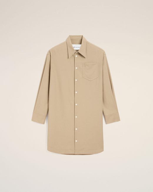 AMI Natural New Wool Ami De Coeur Wide Shirt Dress