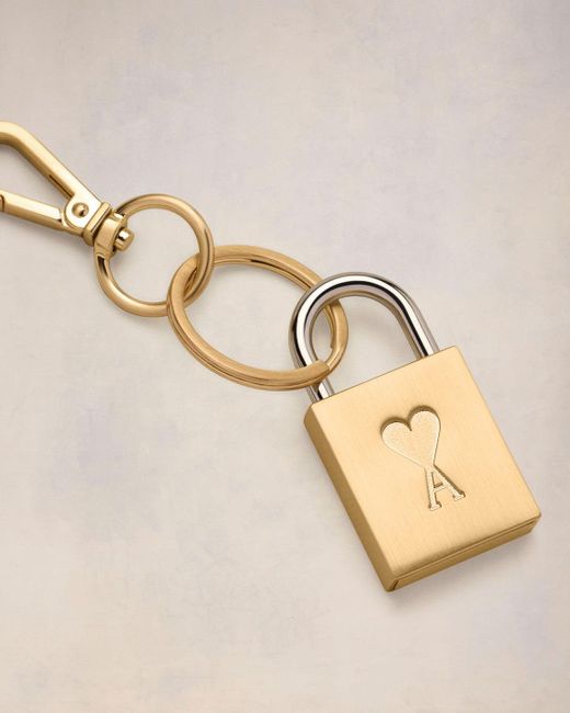 AMI Natural Metal Ami De Coeur Padlock Keyring