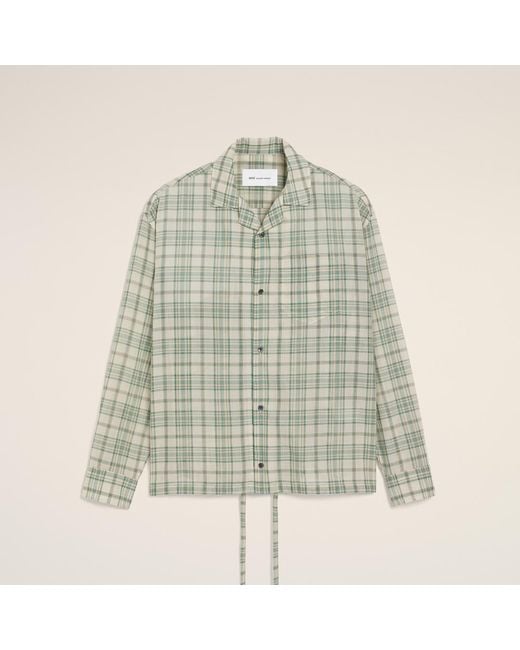 AMI Natural Boxy Cotton Checkered Shirt for men